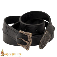 Viking reproduction leather belt made from black leather