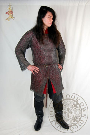 Wedge riveted chainmail hauberk armour for Viking reenactment and combat