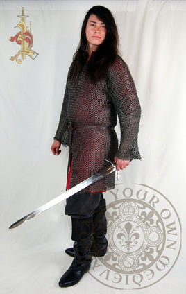 Wedge riveted chainmail hauberk armour for medieval reenactment and combat