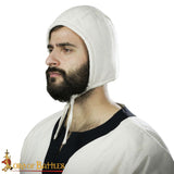 White Padded Coif for helm Medieval reenactment