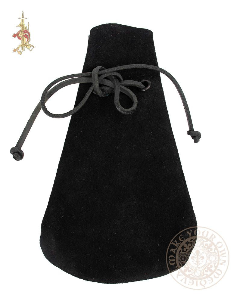 black suede medieval bag