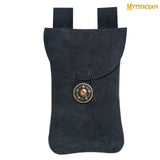 blue suede leather medieval pouch