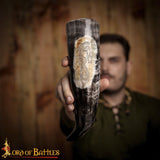 drinking horn with carved dragon design viking and celtic feasting gear