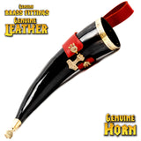 hammer of Thor drinking horn and red leather belt holder