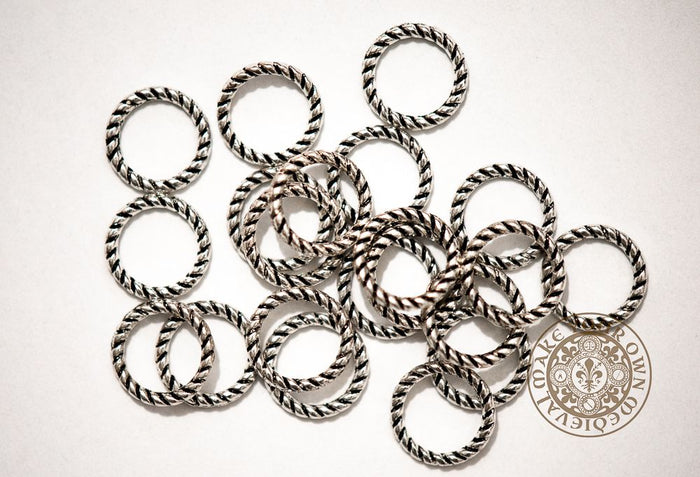 Stripe Lacing Ring Silver - Set of 20| Make Your Own Medieval