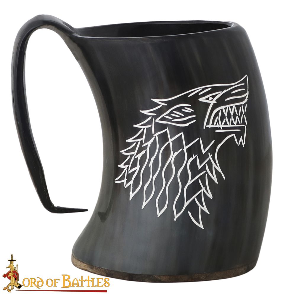 Large Wolf Ale Horn Tankard 5"- 6" inch (12.7cm to 15.25cm)