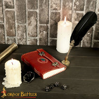 leather Diary with lock and decorative stone