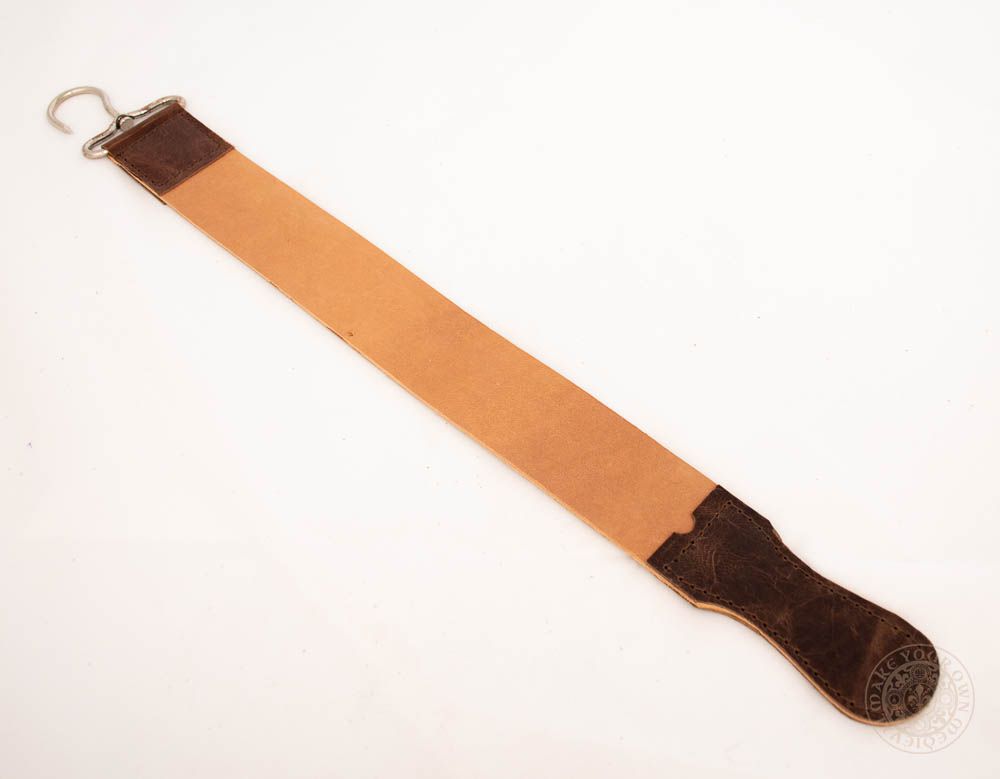 leather strop for sharpening shaving knives and barber cut throat razor blade