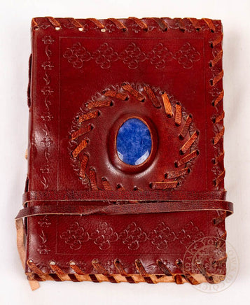 leather bound journal with blue stone