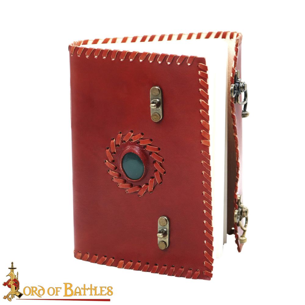 Green Dragons Eye Leather Journal with Two Clasps