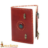 leather journal with lock and decorative stone