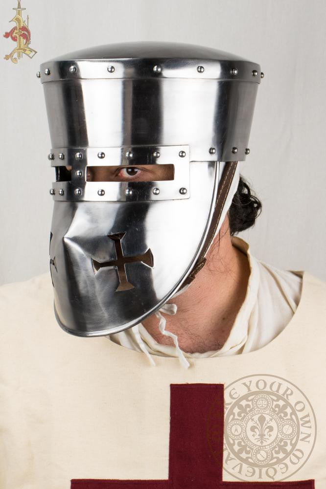 Crusader Templar Pot Helm With face Plate (14 Gauge) and (16 gauge)
