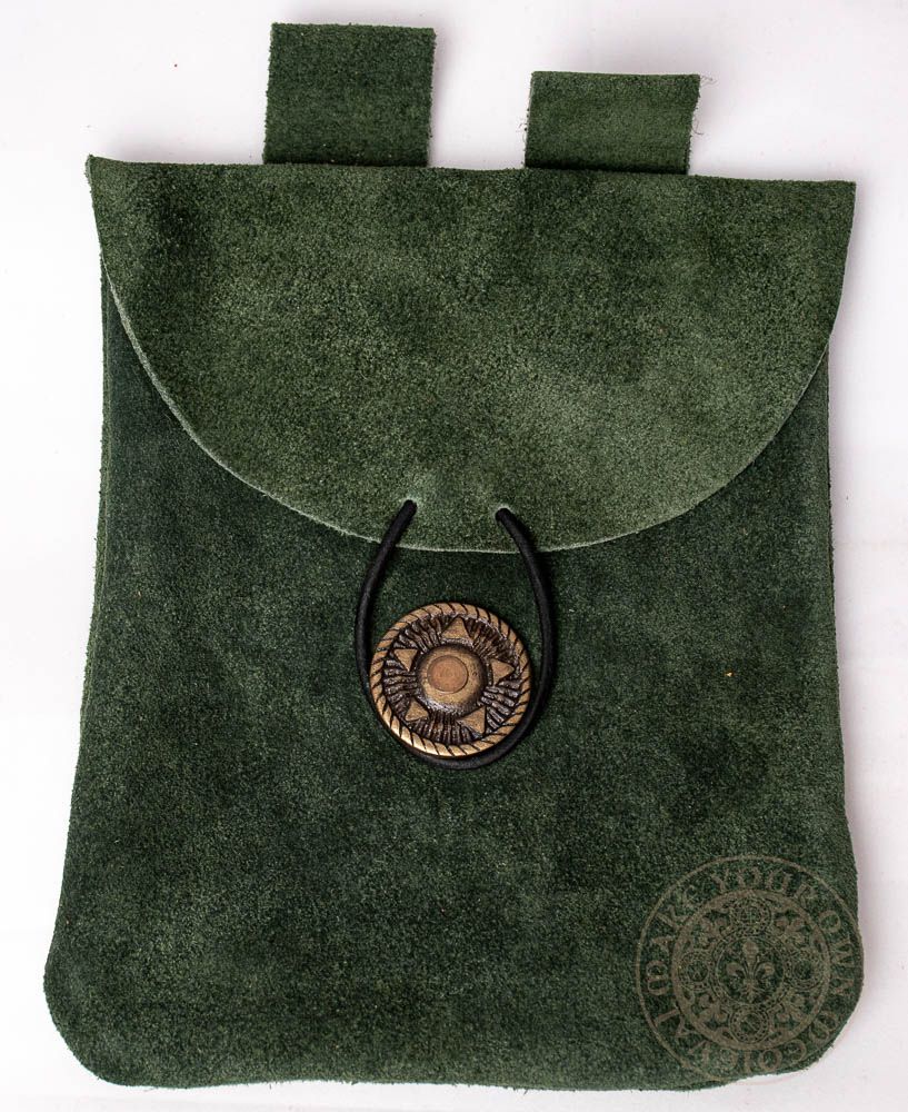 LARP  or SCA Medieval Suede Green Leather Bag