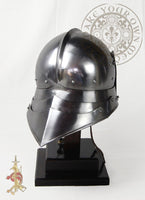 medieval sallet helmet with articulated plates