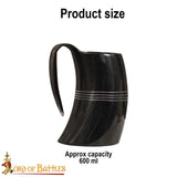 medieval horn tankard with hand engraved carving