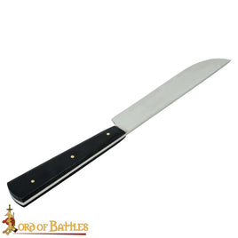 medieval kitchen and serving knife made from stainless steel with a horn handle