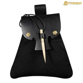 medieval pouch with bone toggle closure