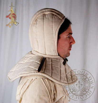 padded arming hood with cap and collar Medieval armour