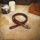 red leather Belt with with Celtic design strap