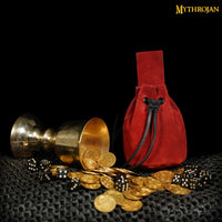 red medieval leather bag