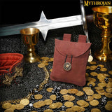 red suede leather medieval bag