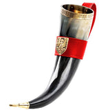 renaissance Drinking horn with red leather belt holder