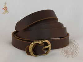 renaissance ladies belt with brass buckle in brown leather