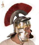 reproduction Roman helmet with red plume made from horse hair