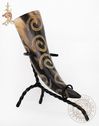 viking drinking horn with leather belt holder